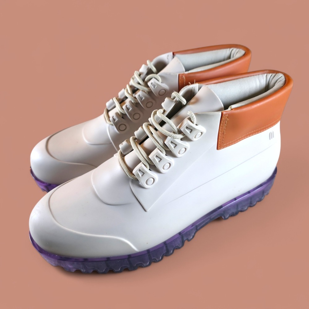 MELISSA‎ Women's 11 Ares Rubber Jelly Platform Oxfords Combat Lace Chunky Boots